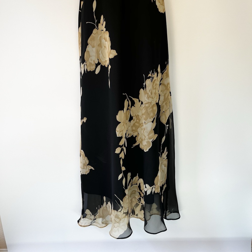 JBS Ltd Women's Floral Dress Size 8 Black And Gold 90s Y2K Sophisticated Classy - Picture 2 of 9